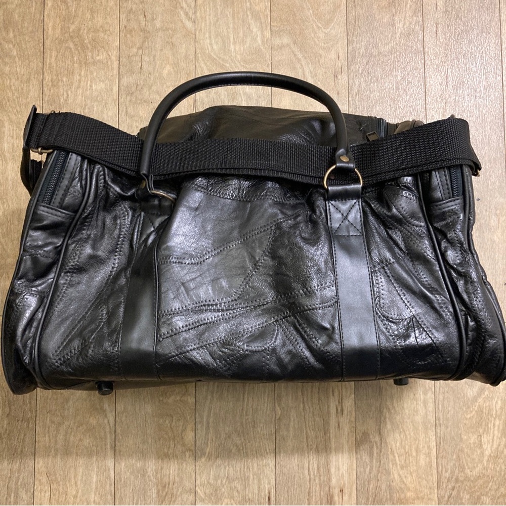 Black Leather Men's Duffel Bag - Stylish Travel Weekender